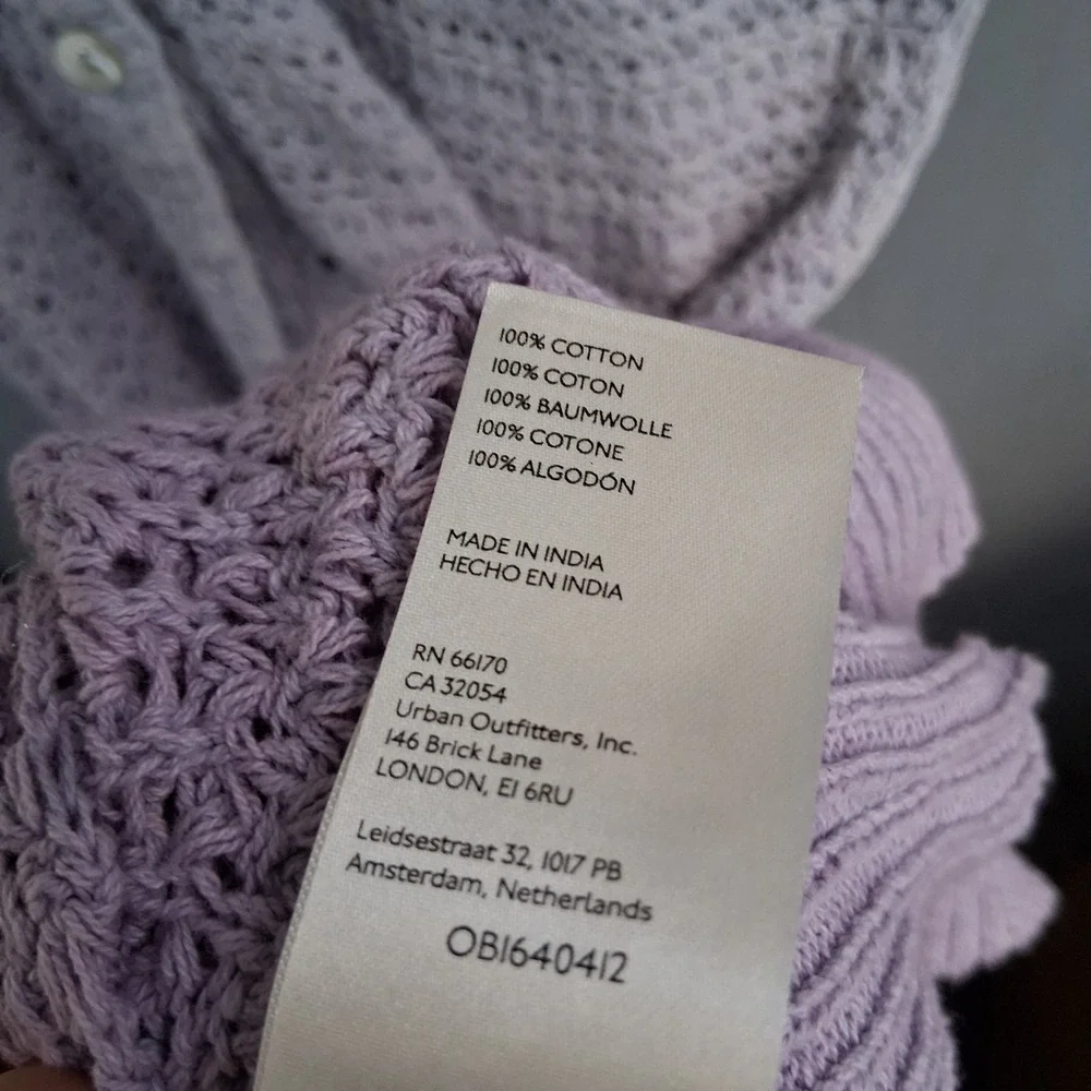 Free People We The Free Alicia Crochet Cardigan Indigo Orchid XS EUC